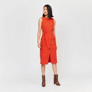 Warehouse Button Front Sleeveless Dress